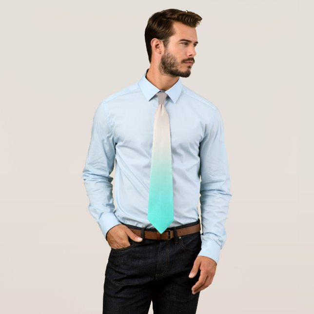 Turquoise grey Ombre Neck Tie (In Situ)