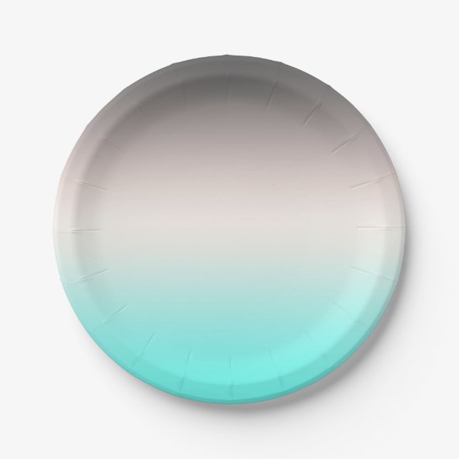 Turquoise grey Ombre Paper Plates (Front)