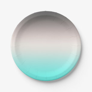 Turquoise grey Ombre Shower Curtain Paper Plates