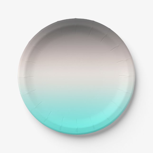 Turquoise grey Ombre Shower Curtain Paper Plates (Front)