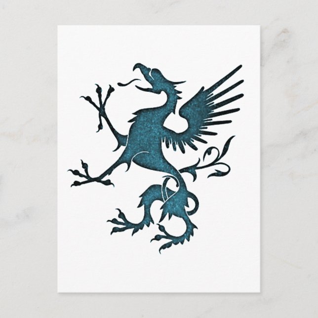 Turquoise Griffin Medieval Fantasy Eagle Lion Postcard (Front)