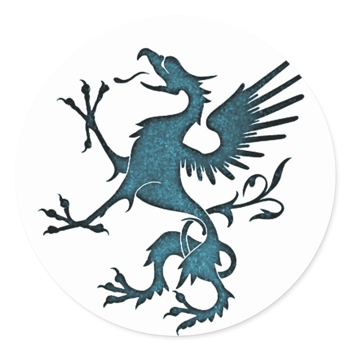 Turquoise Griffon (Eagle Lion) Round Stickers