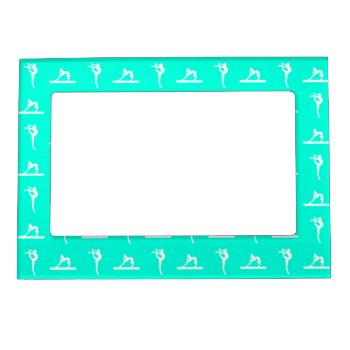 Turquoise Gymnastics Magnetic Picture Frame by sportsdesign at Zazzle