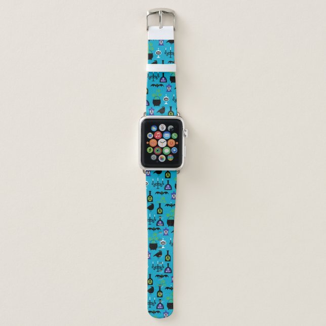 Turquoise Halloween Pattern Apple Watch Band (Front)