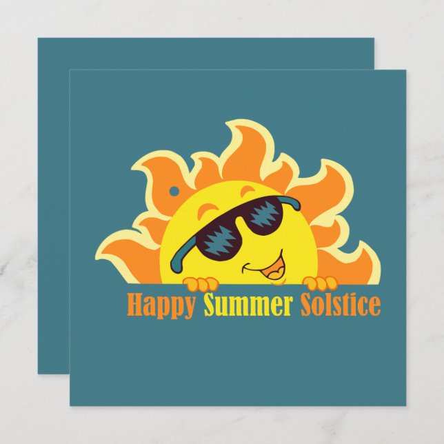 Turquoise happy summer solstice 2026 card (Front/Back)