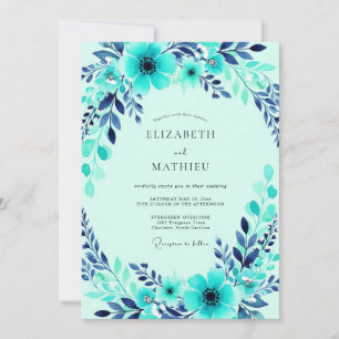 Turquoise Harmonious Winter Wedding Invitation