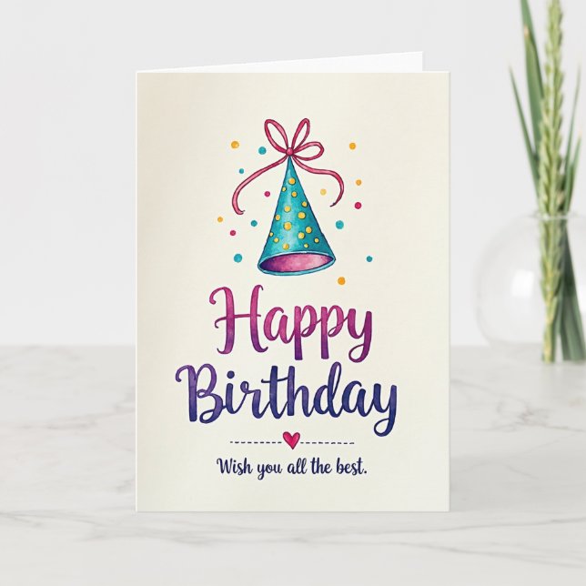 Turquoise Hat Birthday Card (Front)