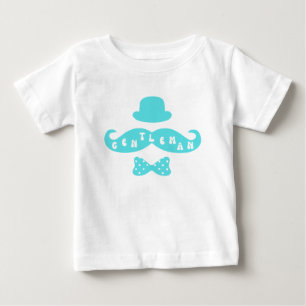 Turquoise Hat Mustache Casual Baby Boy T-Shirt