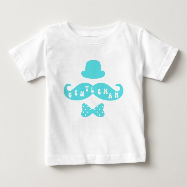 Turquoise Hat Mustache Casual Baby Boy T-Shirt (Front)