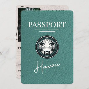Turquoise Hawaii Passport Save The Date