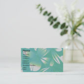 Turquoise Hawaiian Floral Print Business Card (Standing Front)