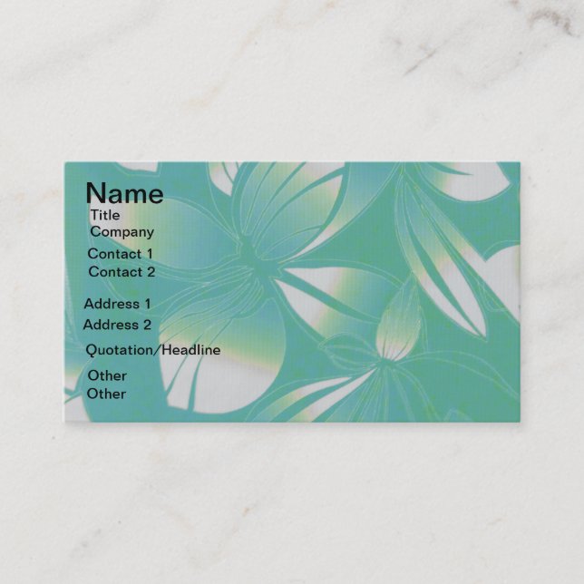 Turquoise Hawaiian Floral Print Business Card (Front)
