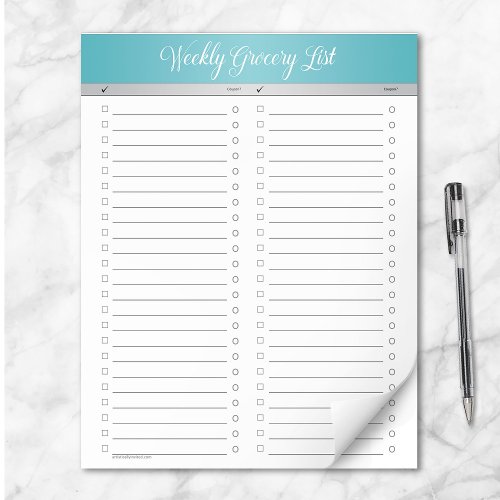 Turquoise Header Weekly Grocery List _ Checklist Notepad