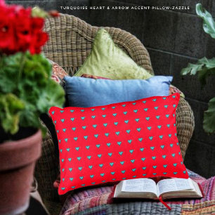 Turquoise Heart & Arrow Accent Pillow