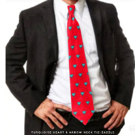 Turquoise Heart & Arrow Neck Tie