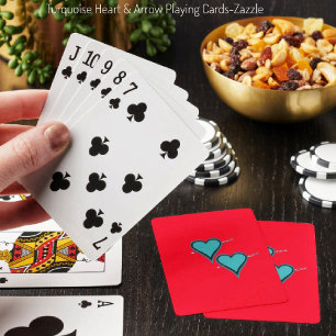 Turquoise Heart & Arrow Poker Cards
