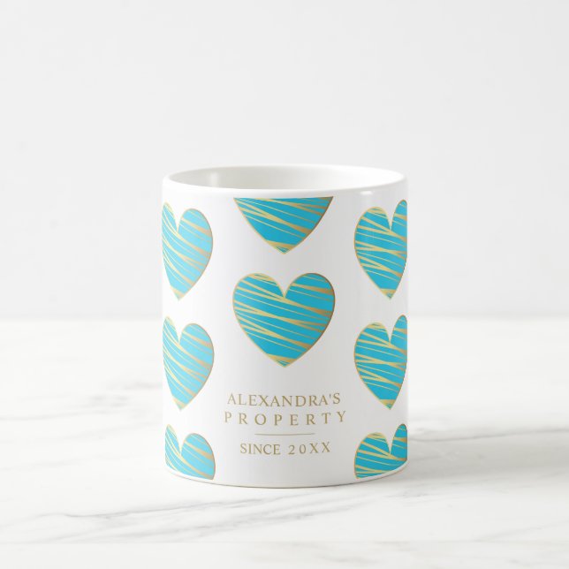 Turquoise Heart Best Friends All Occasion Gift Coffee Mug (Center)