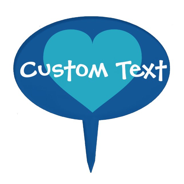 Turquoise heart cake topper (Front)