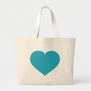 Turquoise heart large tote bag