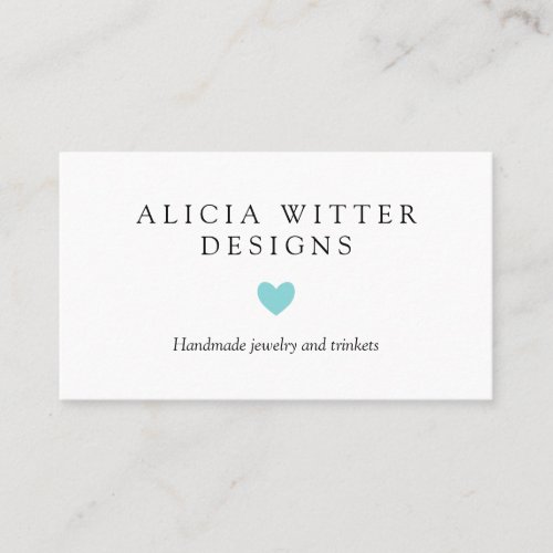 Turquoise Heart Minimalist Business Card