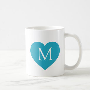 Turquoise Heart Monogram Coffee Mug