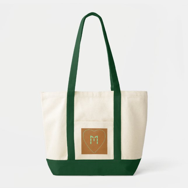 Turquoise Heart, Monogram Tote Bag (Front)