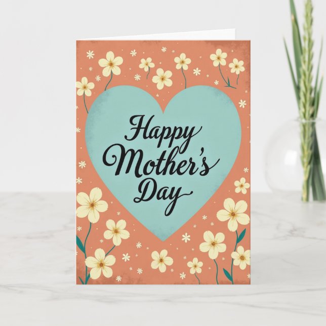 Turquoise Heart Mothers Day Card (Front)
