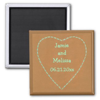Turquoise Heart Save the date Wedding Magnets