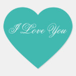 Turquoise Heart Sticker - I Love You