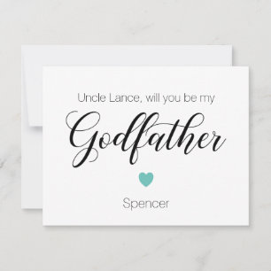 Turquoise Heart Will You Be My Godfather Proposal Invitation