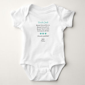 Turquoise Hearts Will You Be My Godfather Proposal Baby Bodysuit