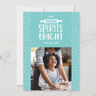 Turquoise   Holiday Baking Spirits Bright Photo Card