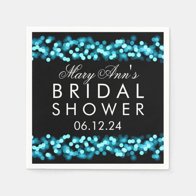 Turquoise Hollywood Glam Bridal Shower Favor Paper Napkins (Front)