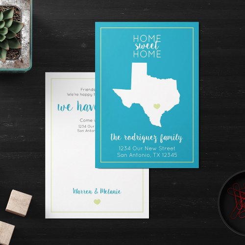 Turquoise Home Sweet Home _ Texas Moving Announcement