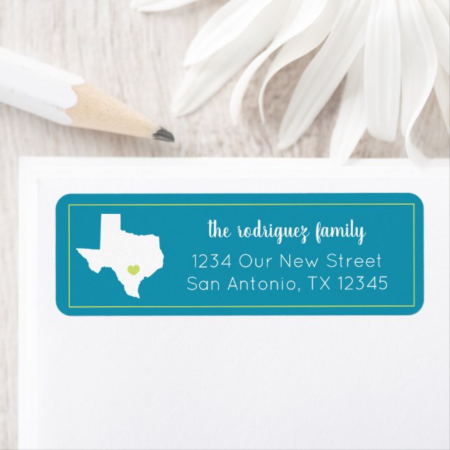 Turquoise Home Sweet Home - Texas Moving Label (Insitu)