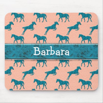 Turquoise Horse Personalized Mouse Pad