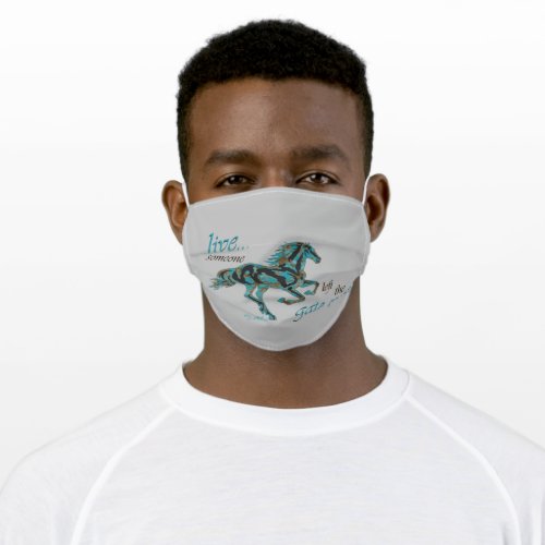 Turquoise Horse Silhouette Adult Cloth Face Mask