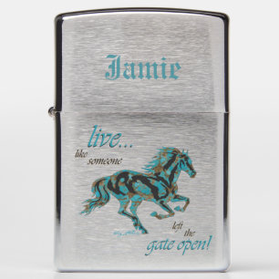 Turquoise Horse Silhouette Zippo Lighter