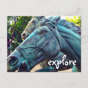 Turquoise Horses Antique Statue Explore Script Postcard
