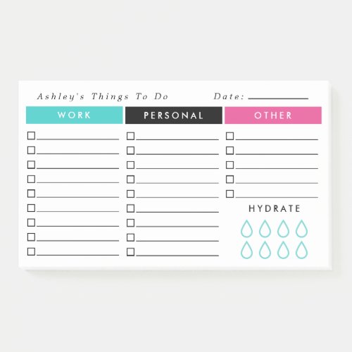 Turquoise Hot Pink Daily Organizer To Do List Post_it Notes