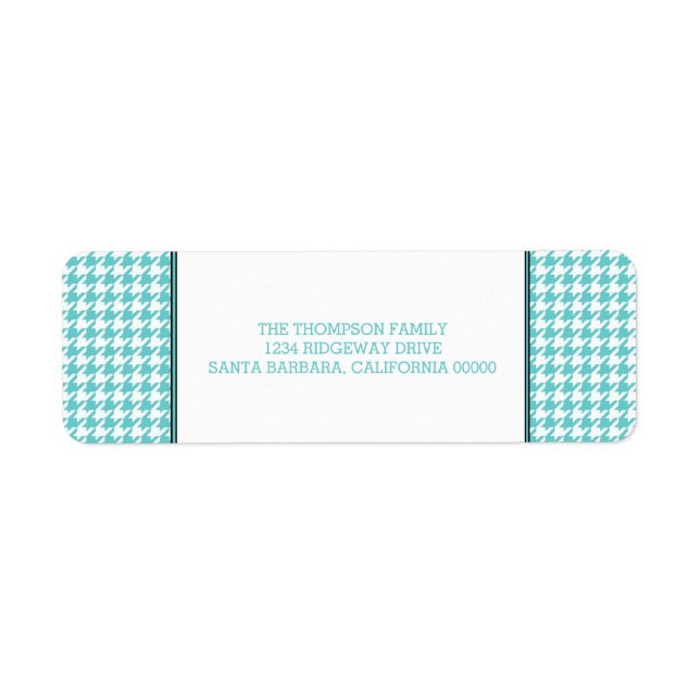 Turquoise Houndstooth Holiday Address Labels (Front)