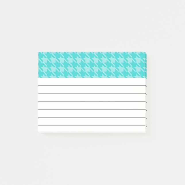 Turquoise Houndstooth Post It Notes (Front)