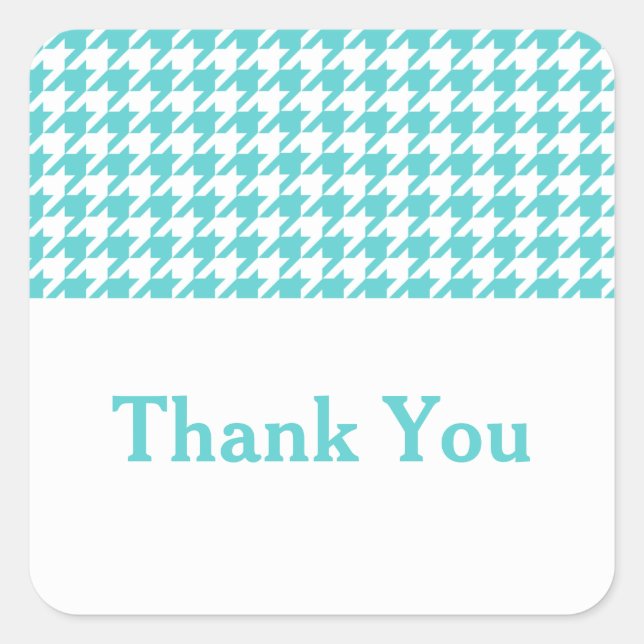 Turquoise Houndstooth Thank You Stickers (Front)