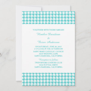 Turquoise Houndstooth Wedding Invite