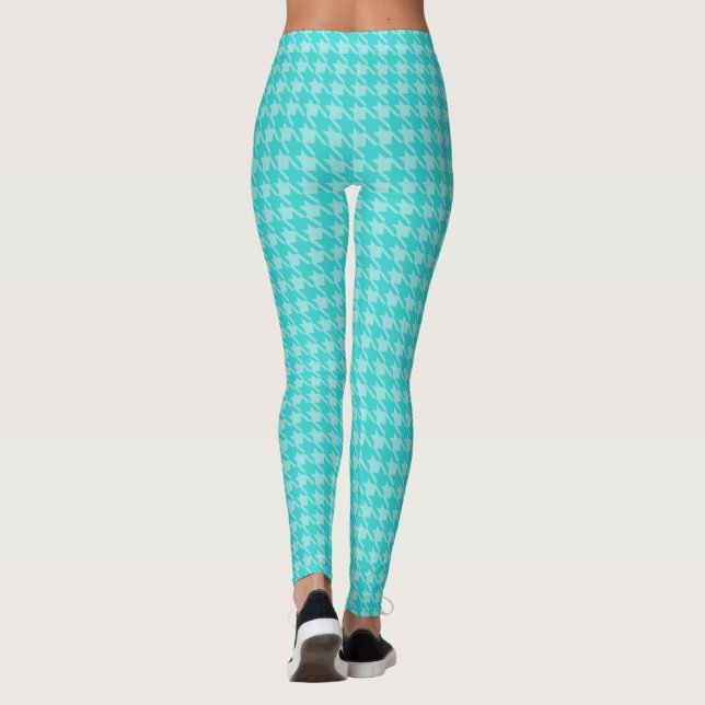 Turquoise Houndstooth Women's Leggings (Back)