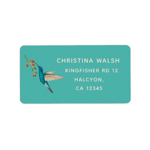 Turquoise Hummingbird Address Label
