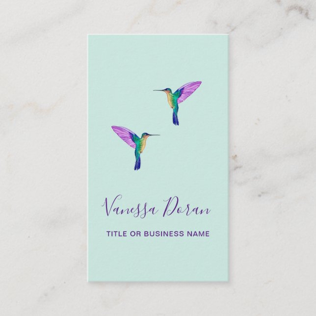 Turquoise Hummingbird  Business Card (Front)