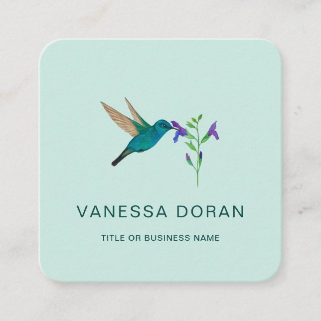 Turquoise Hummingbird  Business Card (Front)