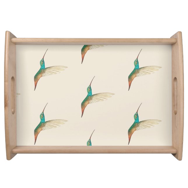 Turquoise Hummingbird pattern Serving Tray (Front)