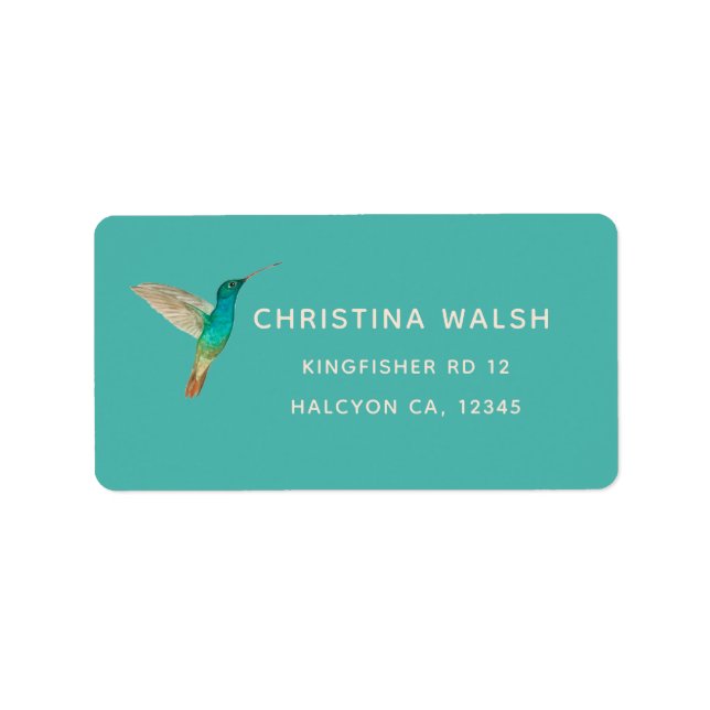 Turquoise Hummingbird Return Address Label (Front)